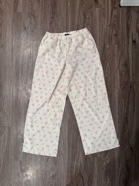 Women’s Cream Pink Floral Pajama Pants